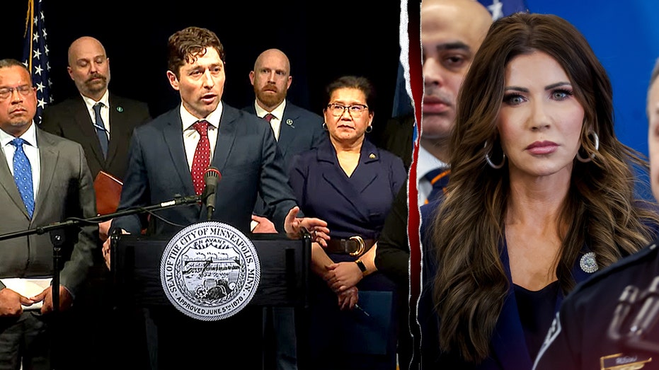 Minnesota officials at a press conference on a lawsuit to halt a federal immigration enforcement surge in the Twin Cities.