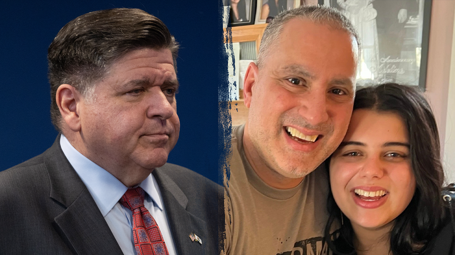 Image associated with Fox News coverage of Illinois Gov. J.B. Pritzker and Katie Abraham in the immigration policy debate.
