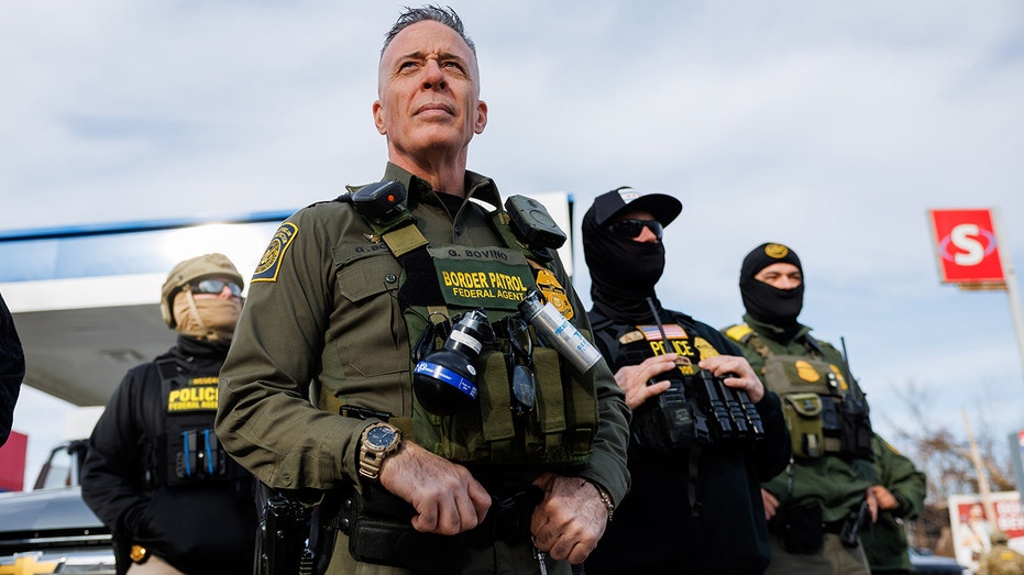 U.S. Border Patrol Commander Gregory Bovino speaks at a press conference.