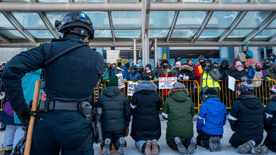 Protesters at MSP airport during an anti-ICE demonstration