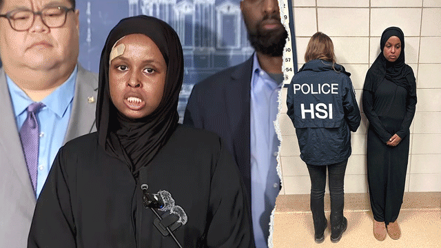 Fox News GIF purportedly showing Nasra Ahmed being detained by federal agents in Minneapolis; the reported arrest has not been independently verified.