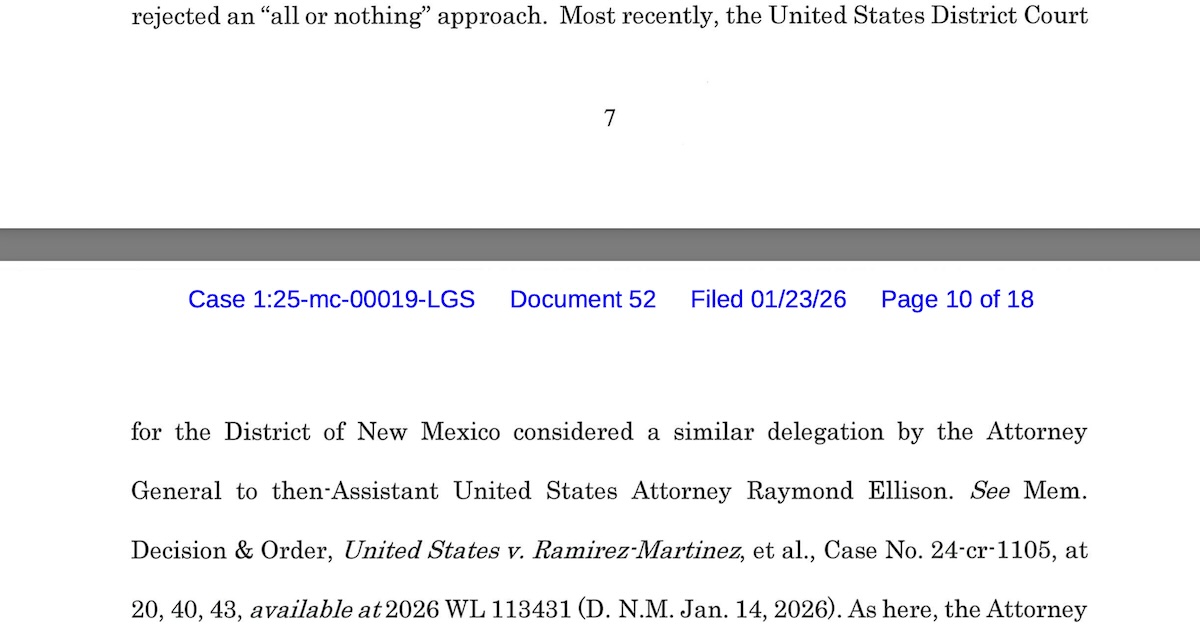 Screenshot from DOJ filing misnaming Ryan Ellison as "Raymond"