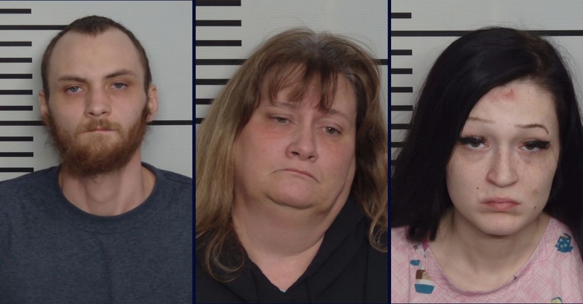 Left to right: Nicholas Shanks, Yvonne Shanks, and Shelby Kuntz, booking photos released by Louisville Metro Department of Corrections