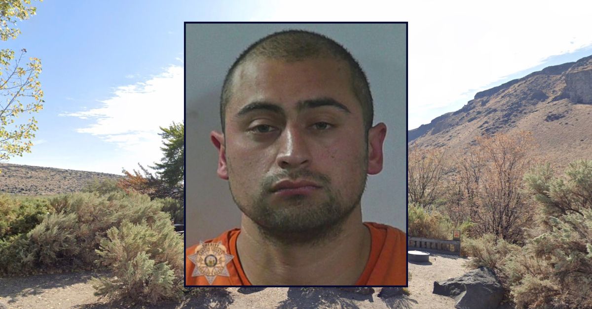 Inset: Robert Seviano Howell (Canyon County Sheriff's Office). Background: Celebration Park in Idaho (Google Maps).