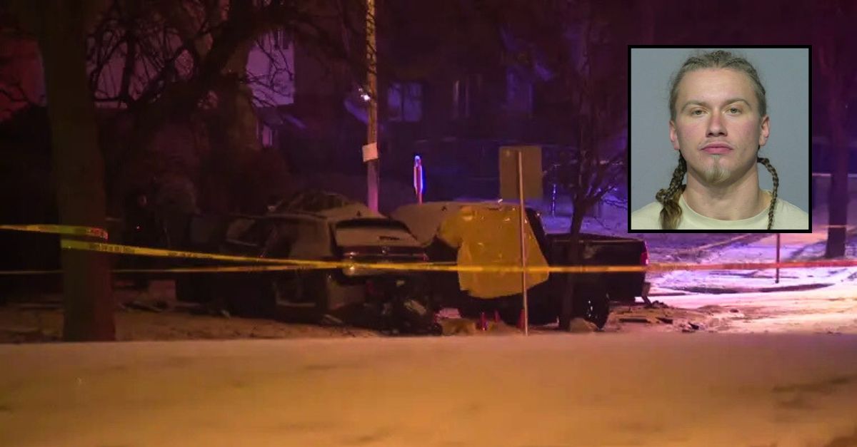 Inset: Dayton Milligan (Milwaukee County Jail). Background: the intersection of North 76th Street and West Glendale Avenue in Milwaukee (WITI).