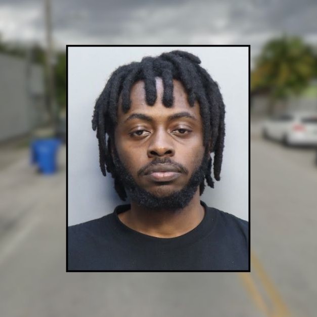 Inset: Jawan McBride (Miami-Dade County Corrections and Rehabilitation). Background: A section of Northwest Fifth Court in Miami-Dade County, Florida (Google Maps). - lawandcrime