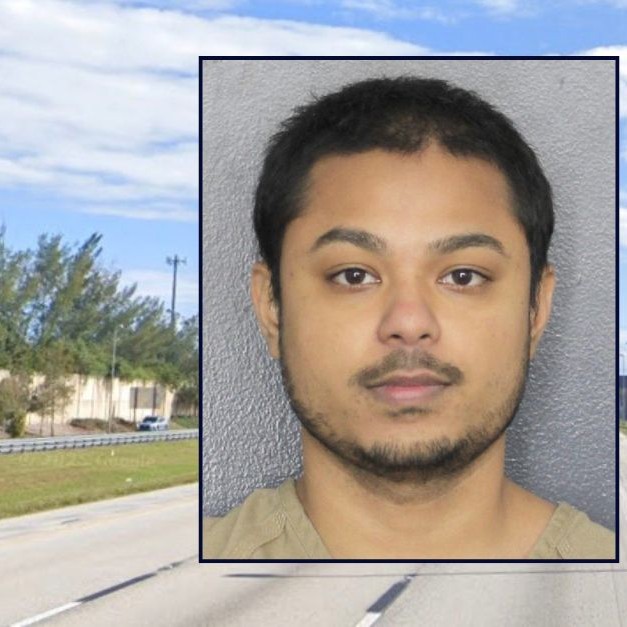 Inset: Jakir Hasan (Broward Sheriff's Office). Background: The area in Florida where Hasan and the victim live (Google Maps). - lawandcrime