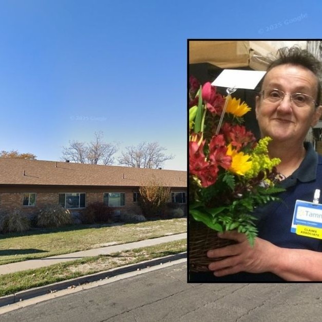 Inset: Tamara Bircumshaw (Lindquist Mortuary). Background: The Utah nursing home where Tamara Bircumshaw's family says she developed deadly bedsores due to 'total neglect' (Google Maps). - lawandcrime