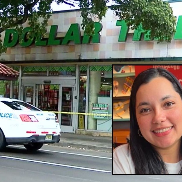 Inset: Helen Massiell Garay Sanchez (GoFundMe). Background: The Miami Dollar Tree where Helen Massiell Garay Sanchez was reportedly found naked and dead inside of a freezer (WPLG). - lawandcrime