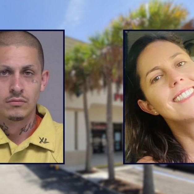 Inset left: Christian Barrios (St. Johns County Sheriff's Office). Inset right: Melissa Wood (GoFundMe). Background: The Walgreens where Barrios allegedly killed Wood and her new boyfriend in Ponte Vedra Beach, Fla. (Google Maps). - Law & Crime