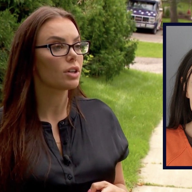 Inset: Marisa Simonetti (Hennepin County Jail). Simonetti speaking with a local TV station (KMSP-TV). - am24.mediaite.com
