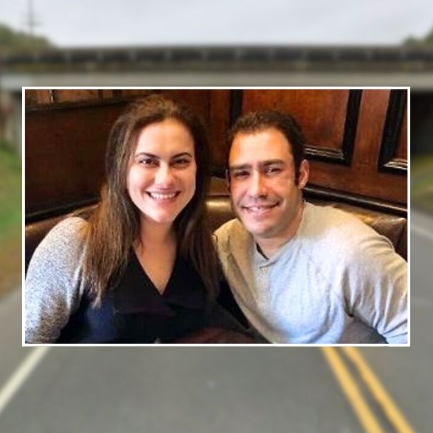 Inset: Daniela Salles and Angel Acevedo Jr. (Damiano Funeral Home). Background: Asbury Avenue near the Garden State Parkway overpass in Monmouth County, New Jersey (Google Maps). - Damiano Funeral Home
